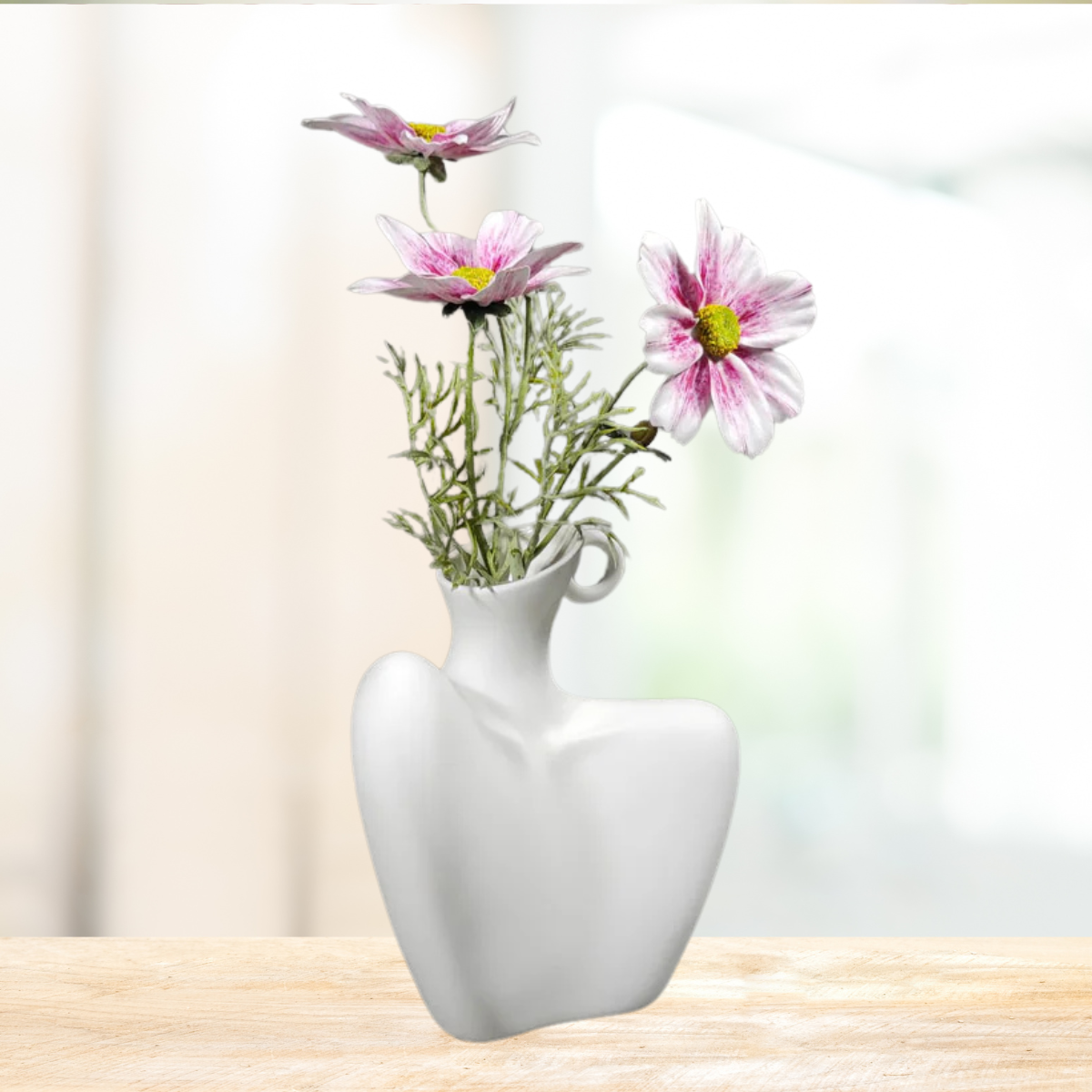 Modern White Ceramic Vase – Sculptural Home Decor Accent